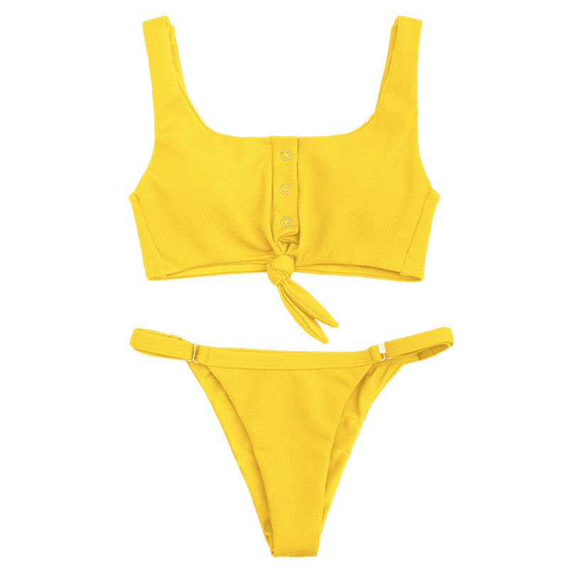 Women's Solid Color 2 Pieces Set Bikinis Swimwear display picture 9