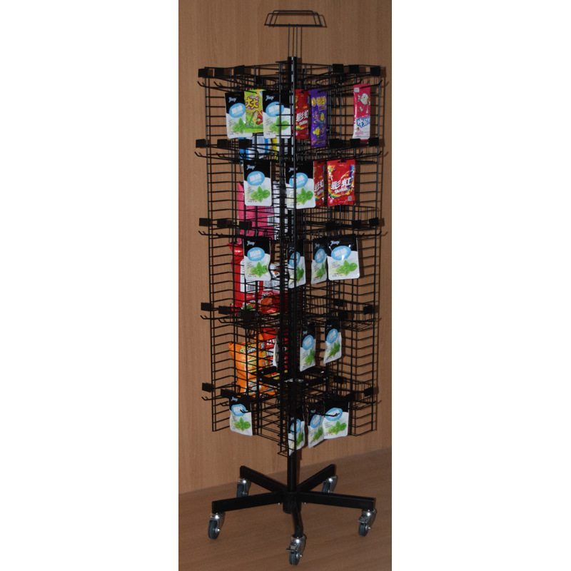 零食展示架 休闲食品陈列架 薯片促销架 食品陈列道具 铁线金属架
