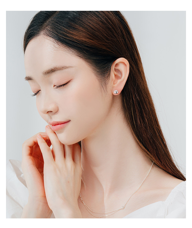 Women'S Gender 1 Pair Silver Cat Cat's Paw Zircon Ear Studs