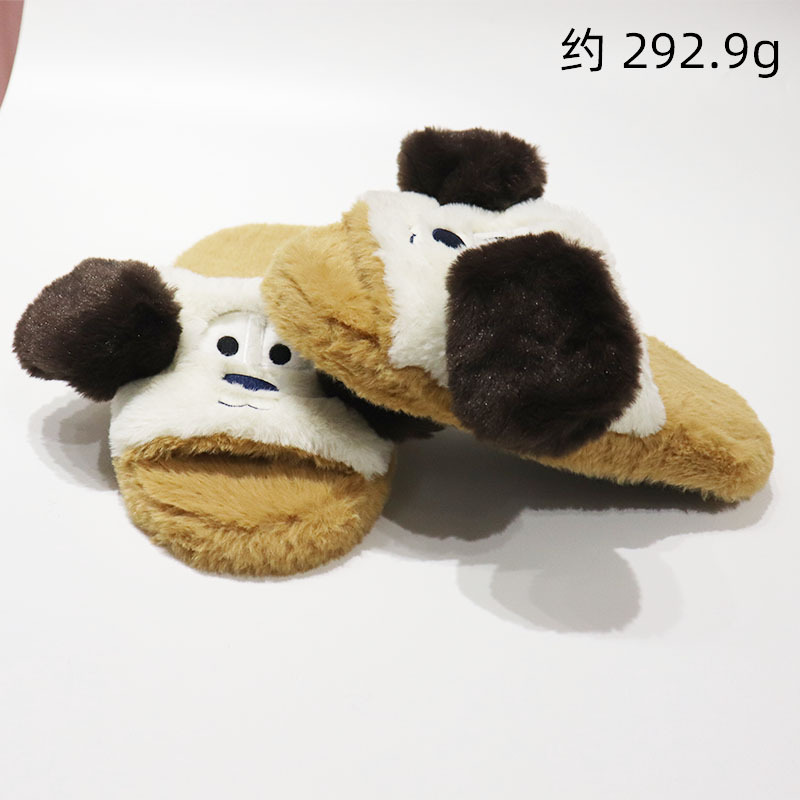 Zapatillas de orejas grandes, trapeador de algodón con orejas en movimiento, lindo perro de dibujos animados, todo incluido, cálido, antideslizante, zapatillas de lana, invierno