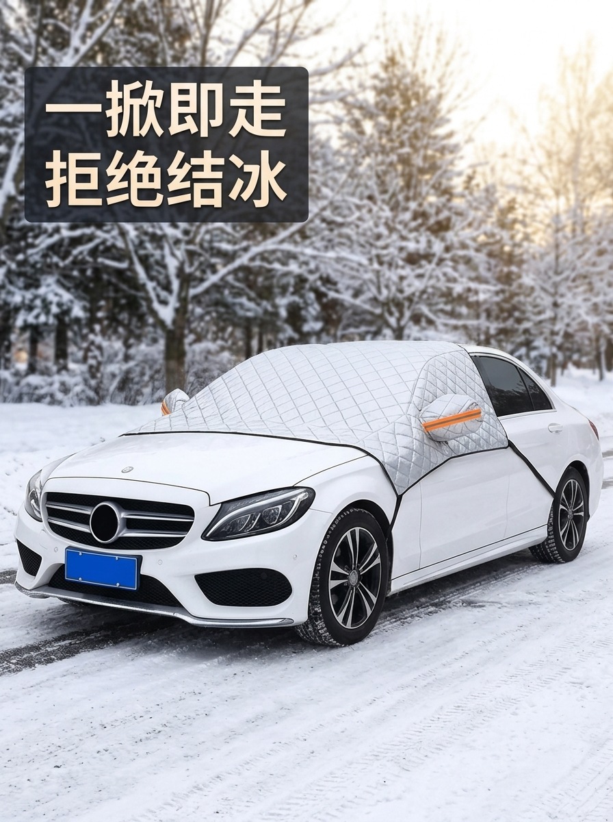 Car snow cover for the front windshield, winter snow protection cover, thickened car cover, half cover for frost and snow protection