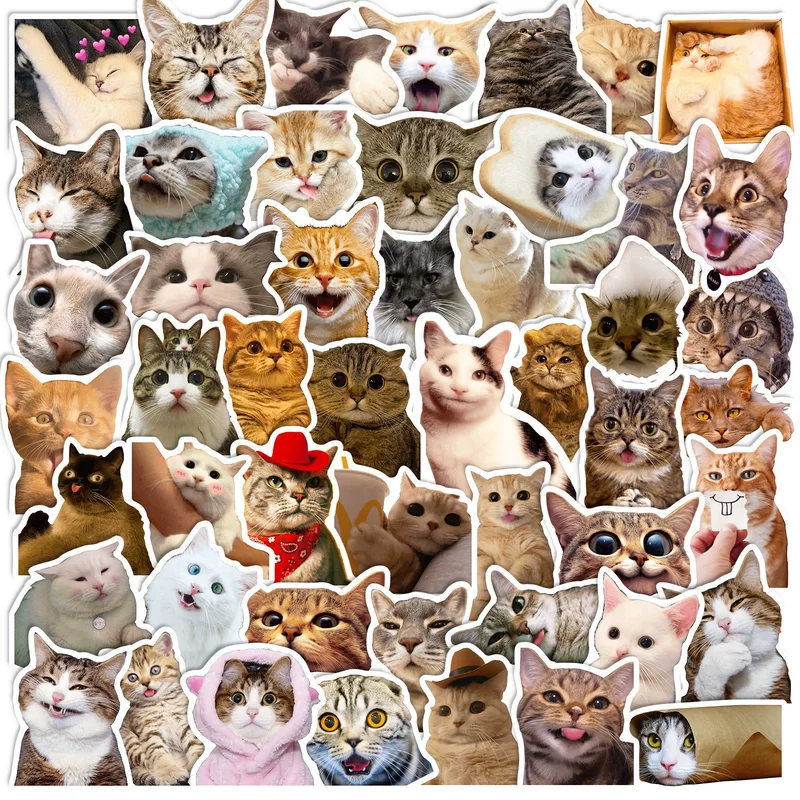 50 котинговые наклейки кошки милые котята CUTE сеть красный кот эмодзи наборы граффити кросс-бордер наклейка оптом