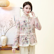 实拍中式国风花棉衣外套加绒加厚妈妈装45岁中年女装短款气质棉服