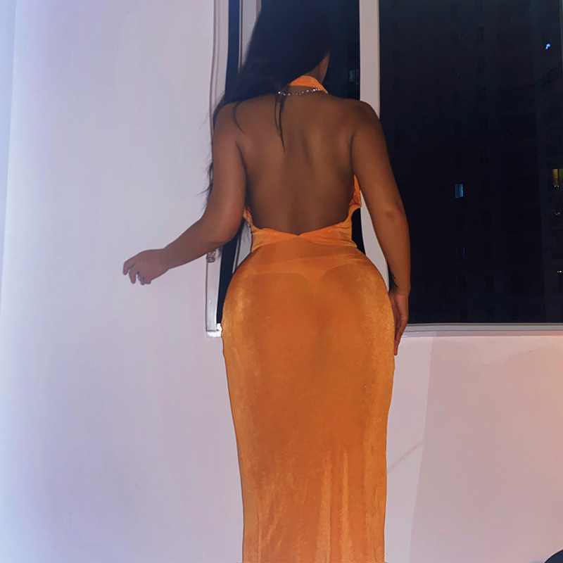 wholesale clothing vendor Nihaostyles sexy backless sleeveless slit slim dress NSJYF67250