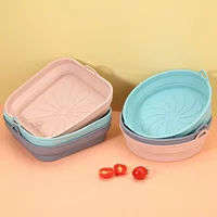 Силиконовая противень для выпечки с округлыми складками, квадратная подложка для Air Fryer