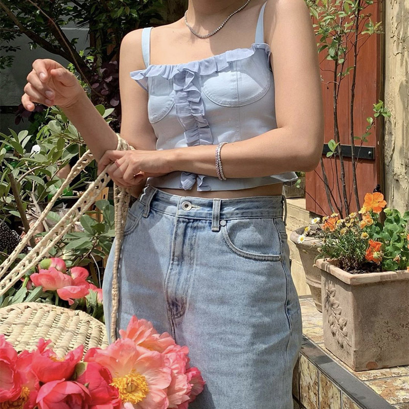 Spot Sleeveless I-Shaped Lace Camisole Women's 2025 Summer Outer Wear Tube Top Exposed Top Overduefla*R