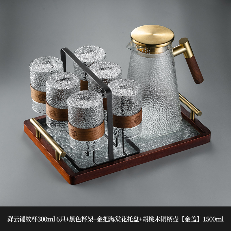 Nuevo chino patrón vertical taza de vidrio hogar de alta temperatura resistente taza de té hervidor de agua traje taza de beber anti-escaldado sala de estar hospitalidad