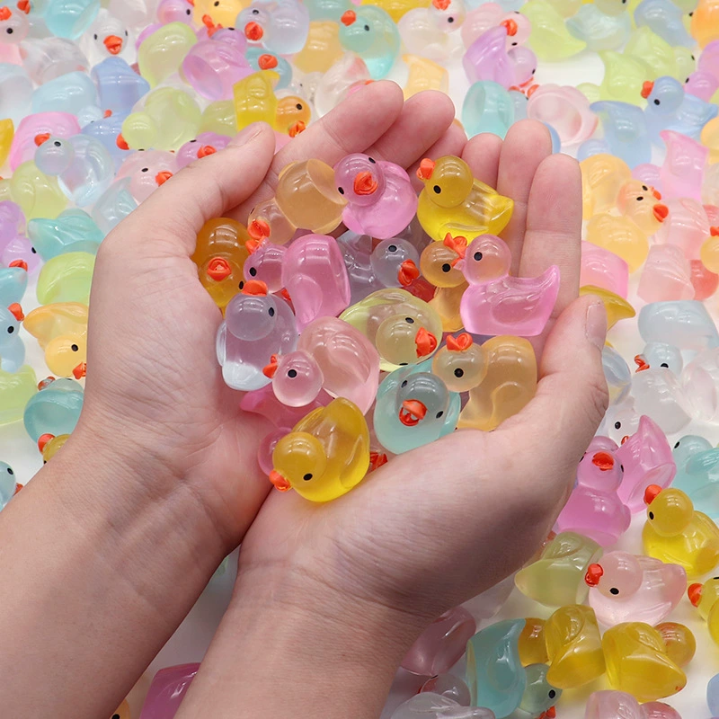 Модная TikTok красочная светящаяся в темноте утка DIY орнамент мини-желтая утка из смолы детская игрушка