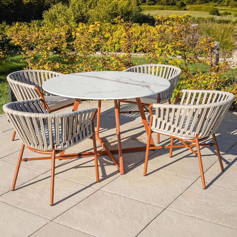 Mesa y silla al aire libre patio al aire libre jardín balcón a prueba de agua silla de vidra silla hotel villa ventas mesa y silla de aleación de aluminio image 13