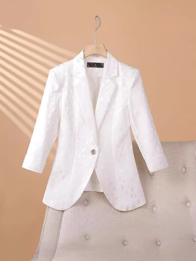 Spring elegant fitted short classic suit jacket