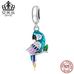 Avro sterling silver s925 parrot pendant bracelet, colorful oil-drip zircon vivid bird pendant jewelry accessories