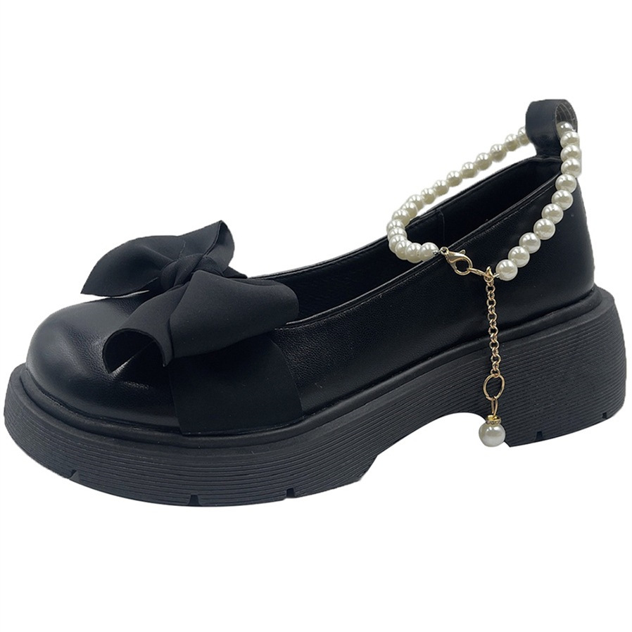 Mary jane skor för damer eleganta läderskor med rosett_voghion.com