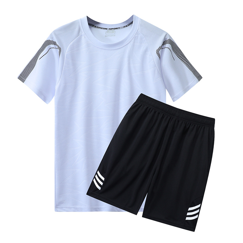 Quick-drying Clothes Men's 2022 Running Suit Short-sleeved Shorts Round Neck T-shirt Loose Fitness Large Size Outdoor Sports Suit 3