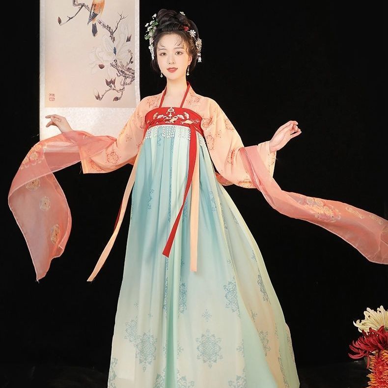 新款原创成人汉服女梦长安齐胸襦裙古装唐装中国风白菜春夏日常|undefined
