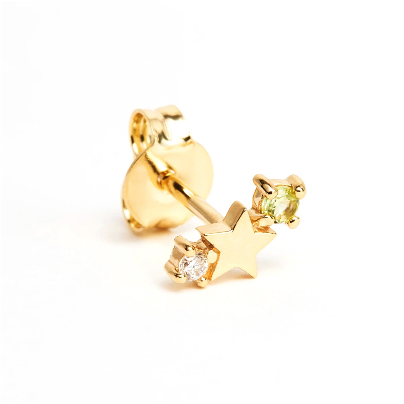 4g Weight Zircon Inlay Material Ear Studs Classification Daily Occasion 925 Sterling Silver Material Star Pattern Women'S Gender Plating Design Simple Style Style 925 Sterling Silver Zircon 925 Sterling Silver Earrings Star Ear Studs 11