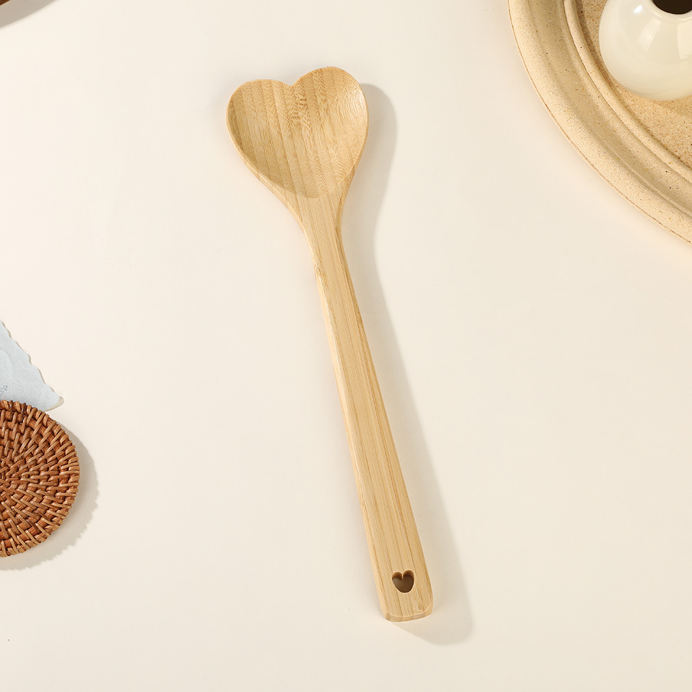 Nuevo amor cucharas de bambú, cucharas de bambú, mango largo no pegajoso, cucharas de verduras, cucharas de cocina, cucharas de ensalada, cucharas de olla caliente, cucharas de cocina