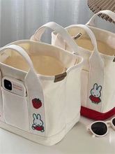 日本千层帆布包多分隔手提袋女2023新款日系上课手拎包托特包