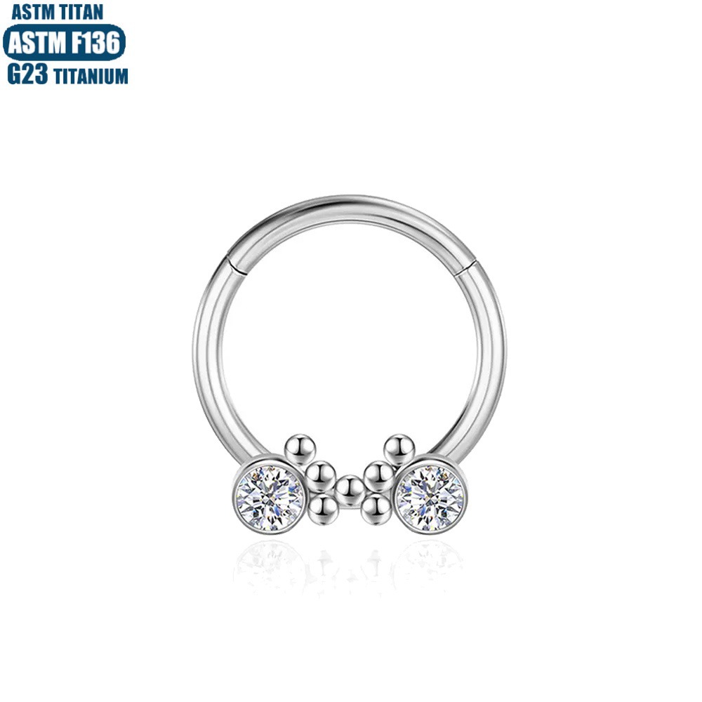 Silver pointed spike labret stud material detail