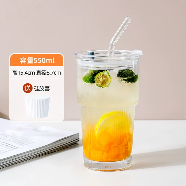 550ml vertical pattern cup+lid+straw+white cup cover