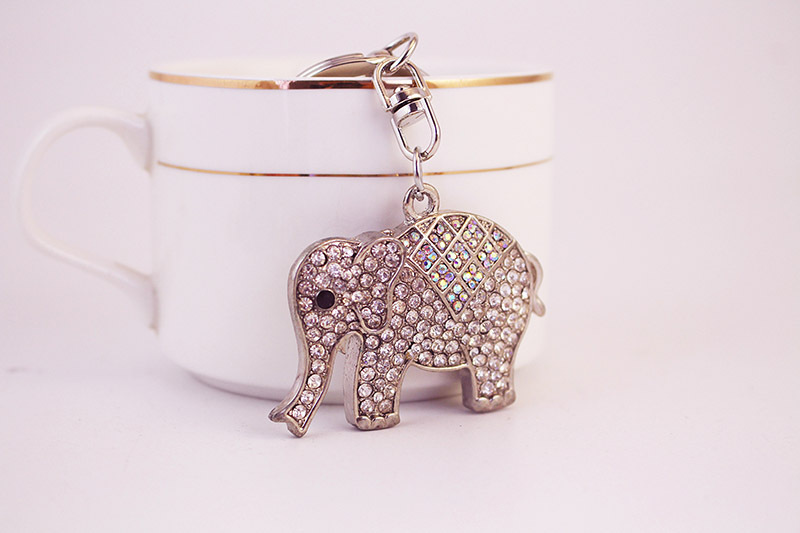 Elephant Pattern Cute Elephant Zinc Alloy Plating Rhinestones Unisex Keychain
