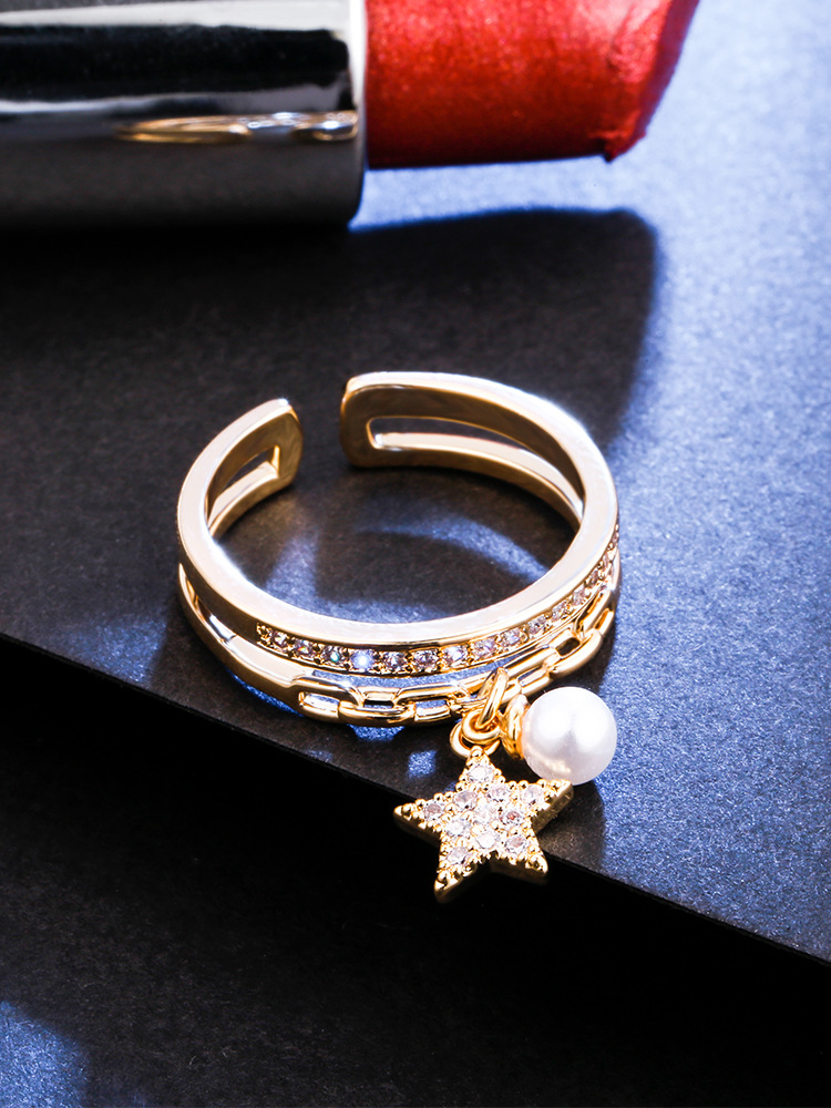 Casual Elegant Star Copper Plating Zircon Charm Rings 1 Piece display picture 5