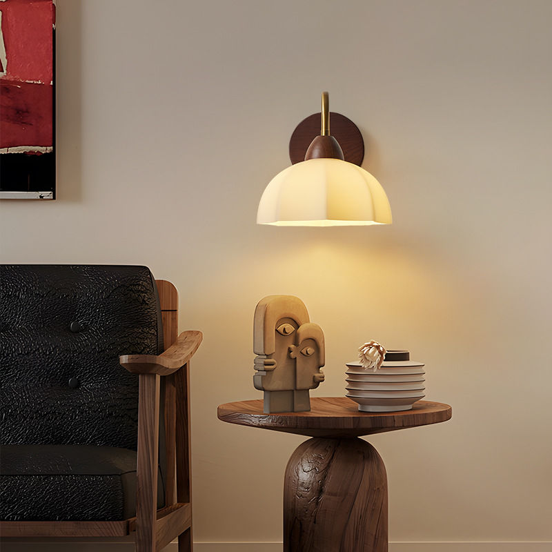 Vidrio simple latón sensación de cabecera de cama moderna dormitorio sala de estar francesa retro lámpara de pared de alto estilo antiguo retro lámpara de pared de viento