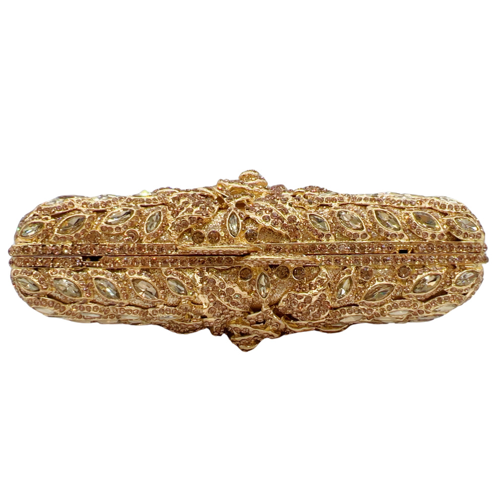 Túi clutch nữ đính kim cương dạ tiệc phong cách Âu Mỹ — kim cương vàng trên nền vàng, Màu bạc, Màu xanh lá, Màu đen chi tiết 3