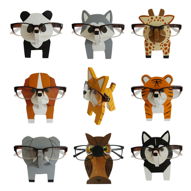 Creative wooden hand painted animal cartoon glasses frame, detachable animal glasses frame, wooden animal glasses frame