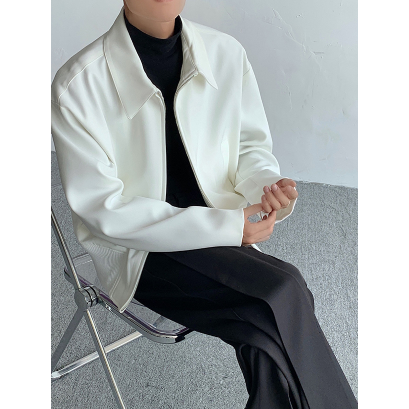 Veste cleanfit tendance et haut de gamme pour homme au printemps et en automne, nouvelle veste exécutive, cardigan court, maillot de baseball zippé_voghion.com