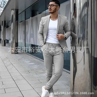2024 New Foreign Trade Business Casual Slim-fit Suit Men's Two-piece Groom Best Man Wedding Banquet Suit Men