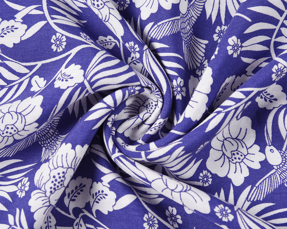 Rayon Retro Floral Print Mid-Length Dress NSHYG111308