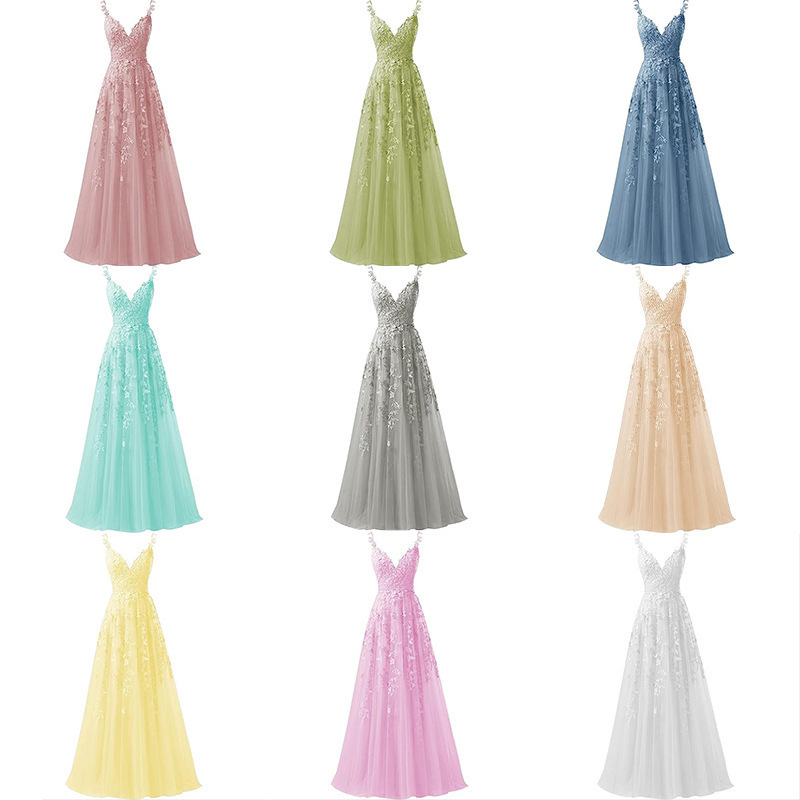 Amazon Evening Dress Spaghetti Strap Style Prom Long Dress 2026 New Tulle Lace Applique Party Prom Dress for Women