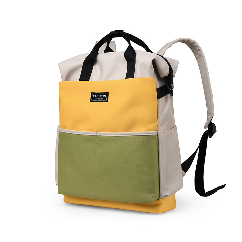 Fashionable color-blocking backpack for moms, 2025 new large-capacity backpack for taking kids out, maternity bag and baby bag Item Picture