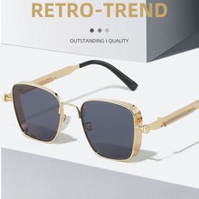 2025新款墨镜男高级感方框防紫外线重工金属朋克太阳眼镜弹簧镜腿