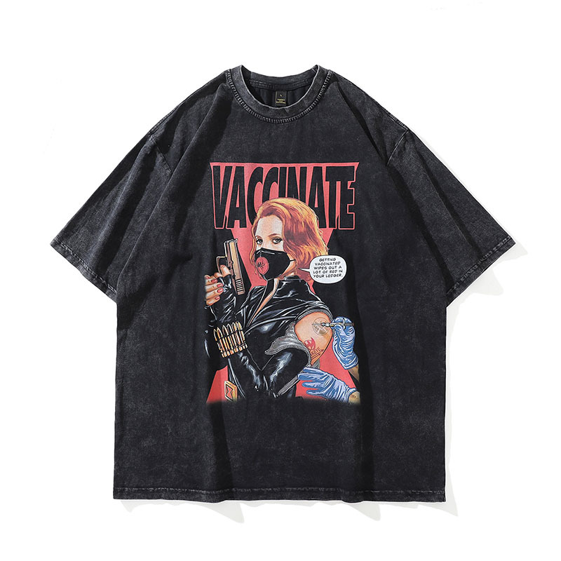 TKPA American high street trendy brand high quality vintage retro printing washing old casual short-sleeved T-shirt for men and women