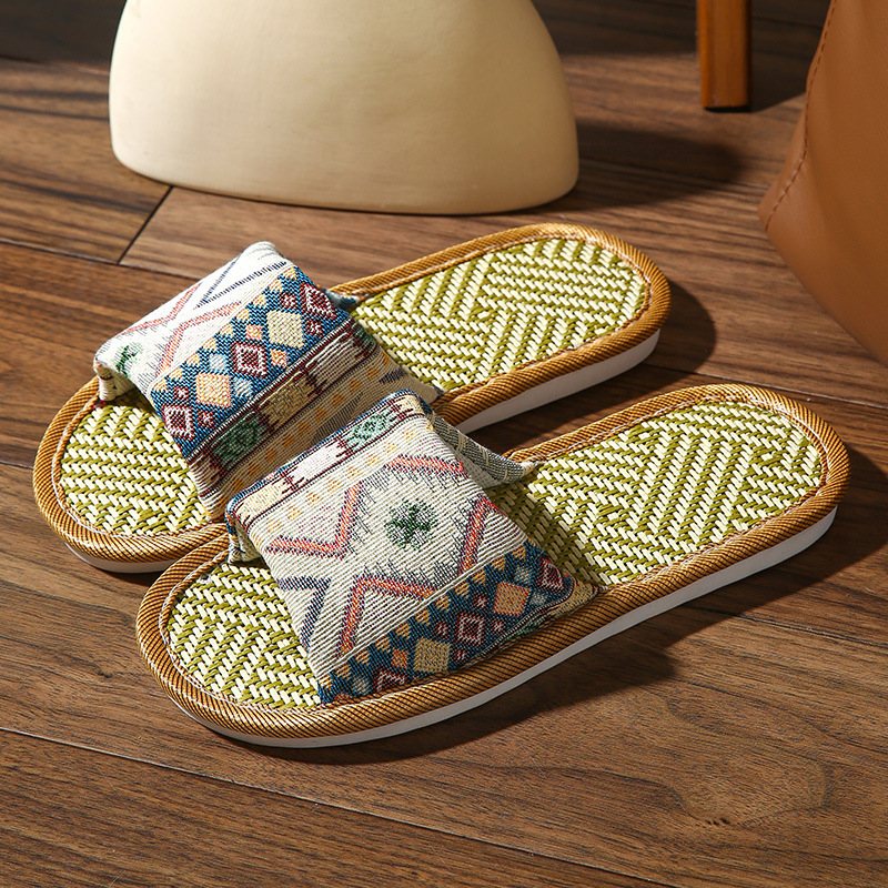 베이지 [짚자리 에스닉 스타일 두꺼운 밑창]