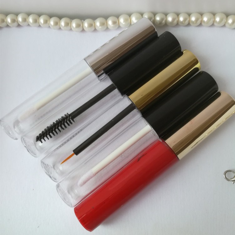 Tubo transparente redondo moldeado por soplado para brillo labial, tubo vacío para delineador líquido, tubo para rímel, tubo vacío de 10 ml, materiales de embalaje profesionales para maquillaje.