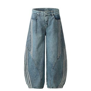 Dd Spot New 2025 Fashion Urban Men's Jeans Stripesd Decorative Mid-Waist Casual Pants Manufacturer Supply 34