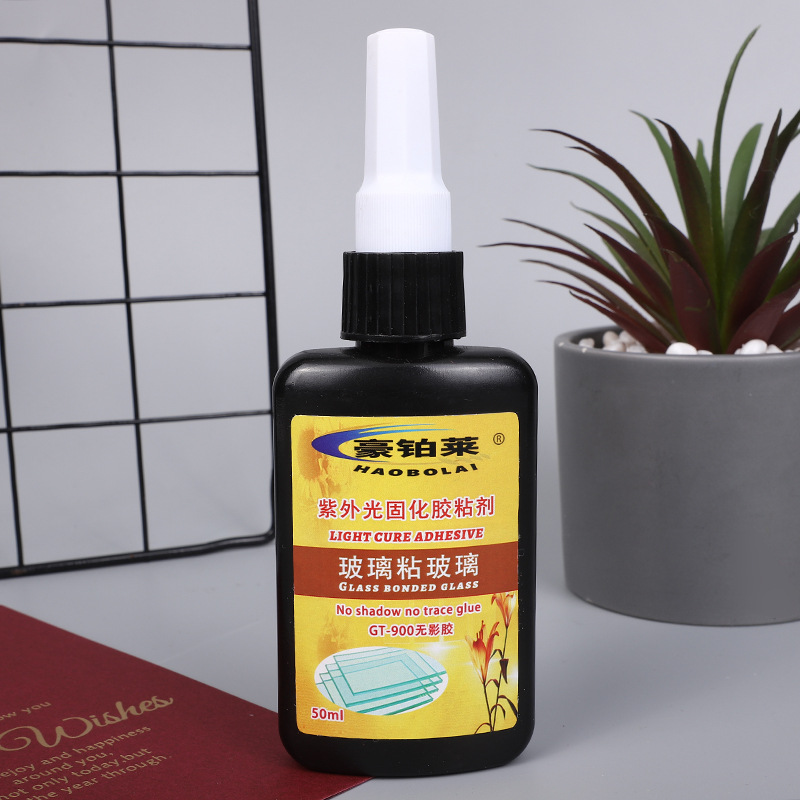 豪铂莱UV无影胶紫外光固化胶粘剂GT-900玻璃粘玻璃工艺品奖杯水晶