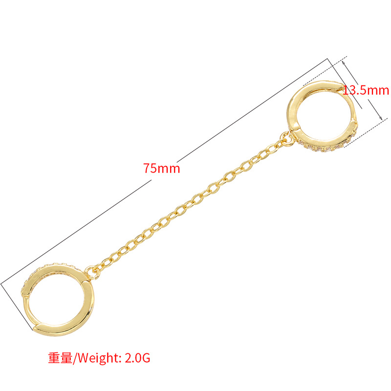 Fashion Micro-inlaid Zircon Double Pierced Hollow Chain Brass Earrings Wholesale Nihaojewelry display picture 5