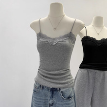 蕾丝花边修身无袖背心吊带女韩版2025夏季新款美背文胸一体上衣