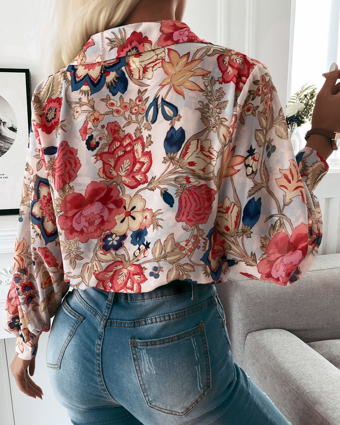 Women's Chiffon Blouse With Lapel And Long Sleeves For Women_voghion.com