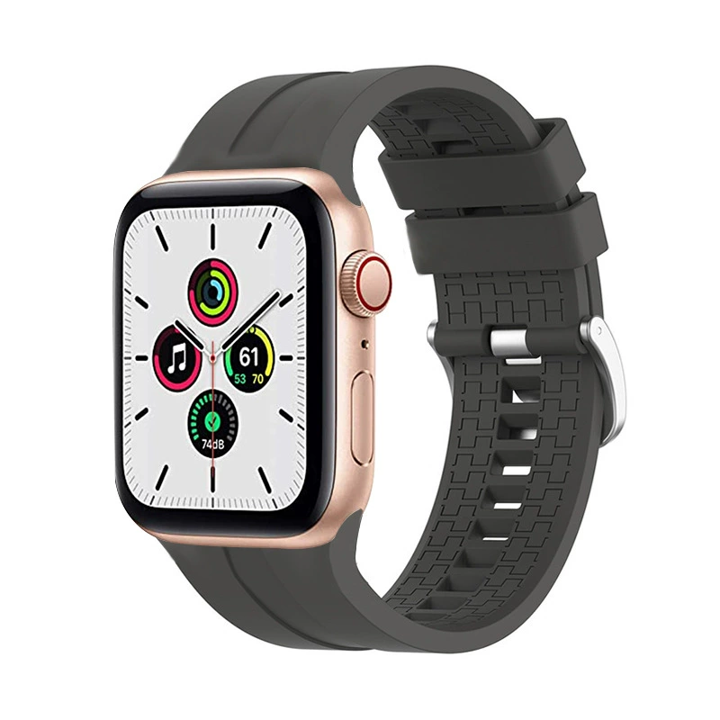 Подходит для iWatch серии 7/6/5/4/3/2/1/SE однотонный спортивный дышащий силиконовый ремешок