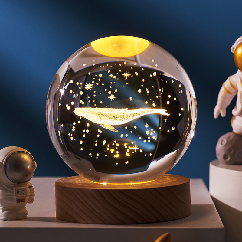 国境を越えて人気の夜間照明、星空クリスタルボールLEDベッドサイドランプ、デスクトップ装飾、子供の日のギフト卸売|undefined