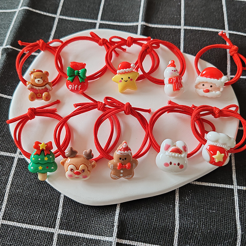 Regalo di Natale Accessori per capelli per bambini di Natale Babbo Natale Fascia elastica alta Albero di Natale Pupazzo di neve Alce Elastico per capelli Scrunchie per le feste_voghion.com
