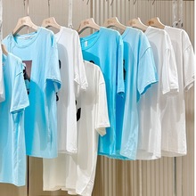 純色短袖t恤女裝夏季23新款寬松韓風印花上衣設計感小眾品牌服飾