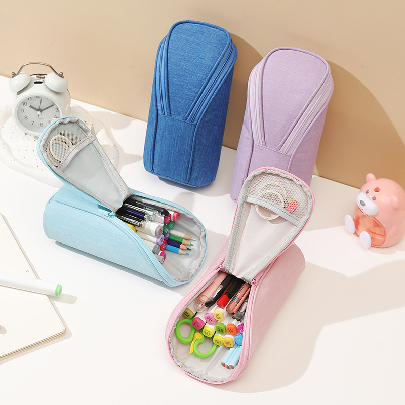 solid color capacious pencil case for students