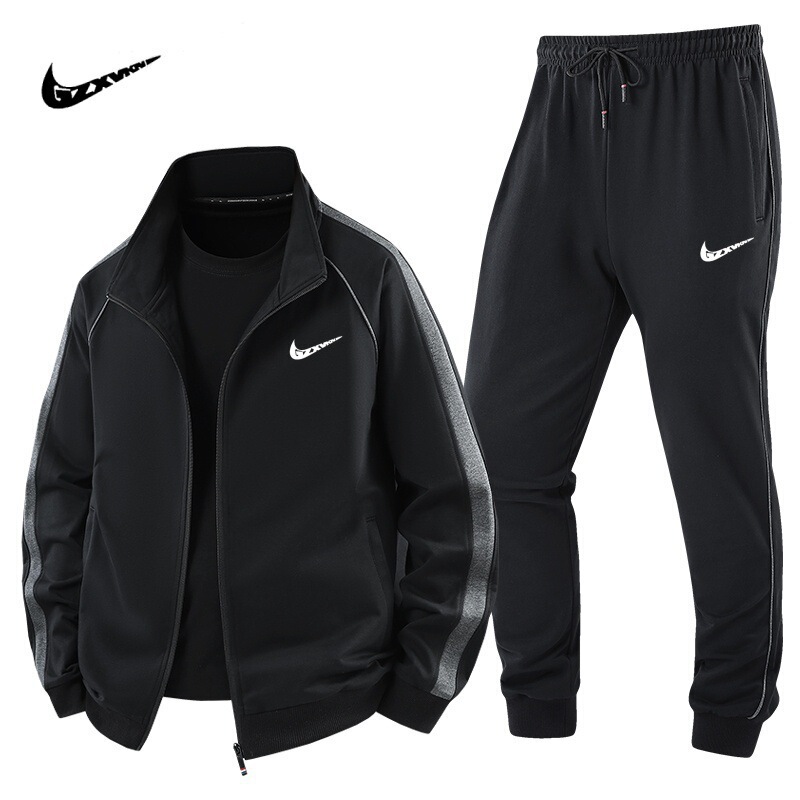 Cross-Border Spring and Autumn New Sports Suit Men's Cotton Trendy Casual Stand-Up Collar Sweatshirt and Sweatpants Men's Two-Piece Set Cross-Border Spring and Autumn New Sports Suit Men's Cotton Trendy Casual Stand-Up Collar Sweatshirt and Sweatpants Men's Two-Piece Set