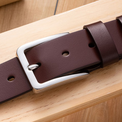 源頭批發時尚休閒牛皮皮帶 單層透染百搭不鏽鋼腰帶廠家跨境轉供
