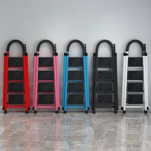 Ladder Household Folding Ladder Thickened Carbon Steel Herringbone Ladder Mobile Staircase Telescopic Ladder Step Ladder Multi-Functional Indoor Ladder